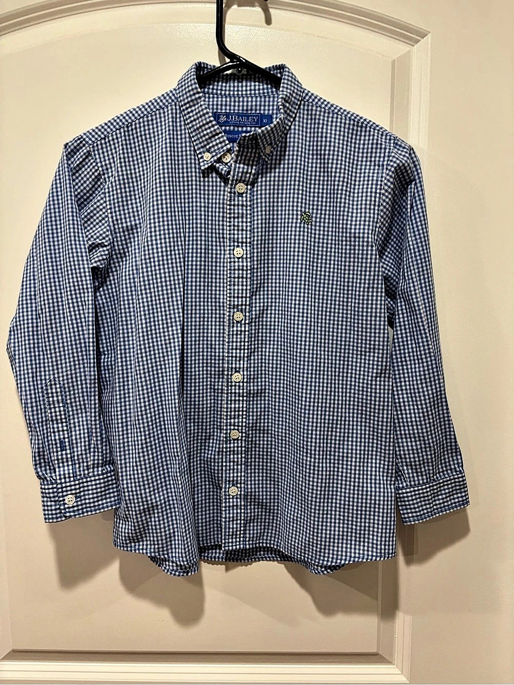 J.Bailey Roscoe Shirt Gingham Button Down Blue & White Boys 10